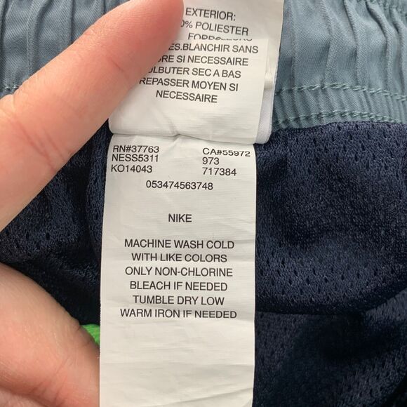 Nike Shorts Mens L Large Navy Colorblock Swimming Water Beach Swim Lined Trunks - Picture 12 of 14